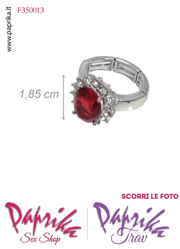 Anello Metallo Elasticizzato Strass Grandi Colorati Ovali