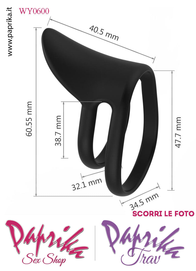 Anello Fallico Silicone Doppio Ritardante e Mantenimento Erezione Punta Superiore