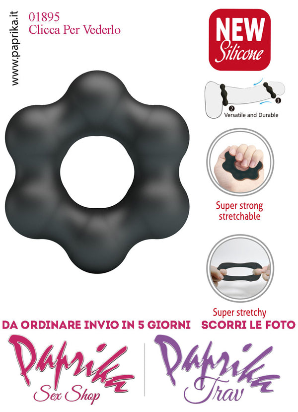 Anello Fallico Elasticizzato Palline Grandi Ritardante Mantenimento Erezione Silicone
