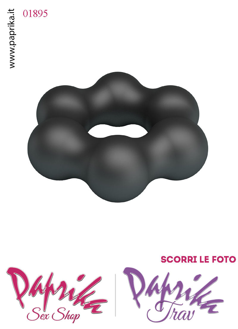 Anello Fallico Elasticizzato Palline Grandi Ritardante Mantenimento Erezione Silicone