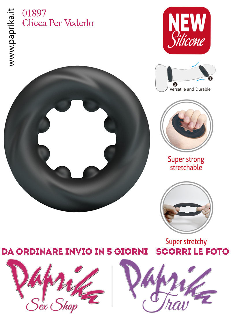 Anello Fallico Elasticizzato Punte Interne Ritardante Mantenimento Erezione Silicone
