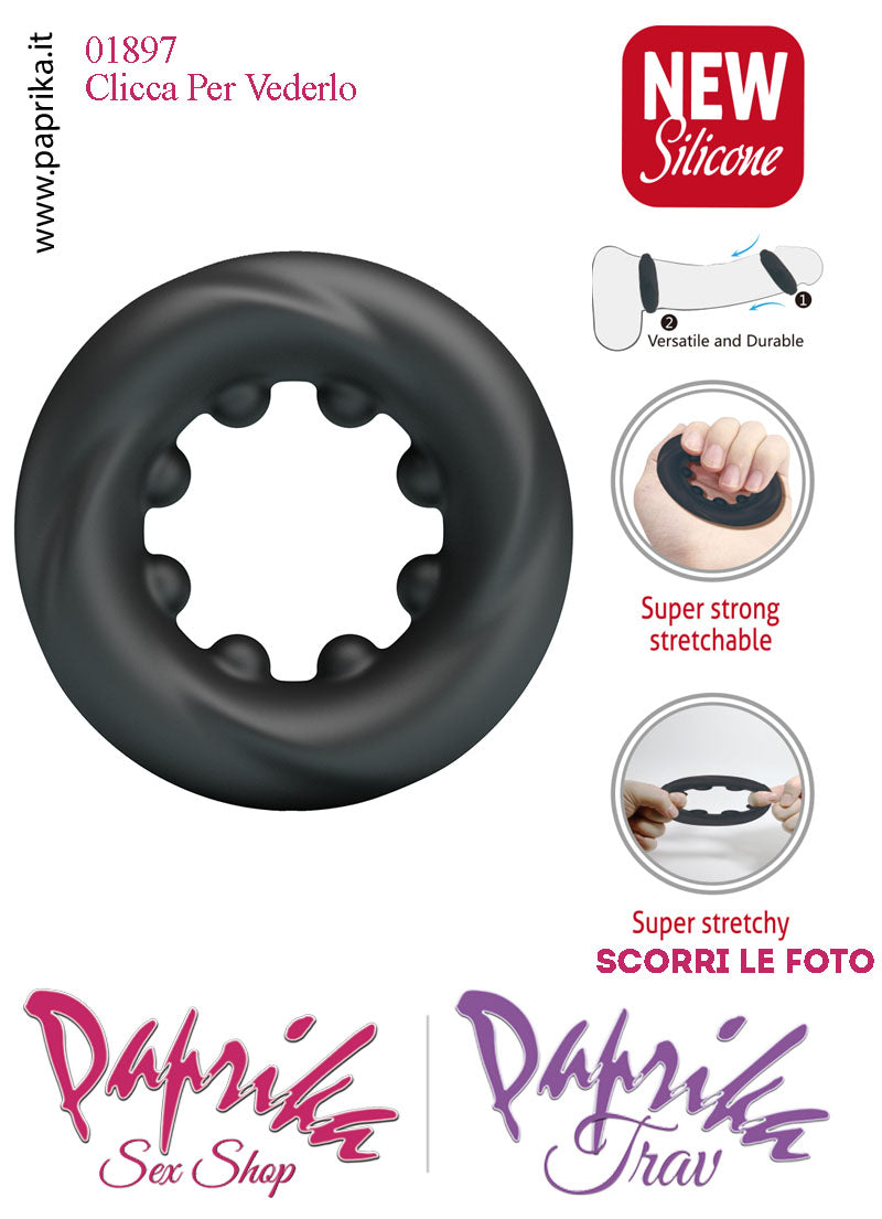 Anello Fallico Elasticizzato Punte Interne Ritardante Mantenimento Erezione Silicone
