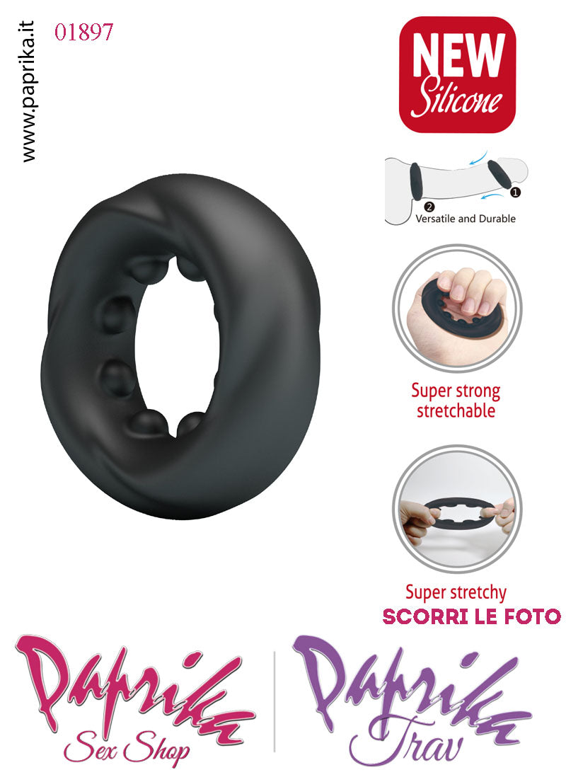 Anello Fallico Elasticizzato Punte Interne Ritardante Mantenimento Erezione Silicone