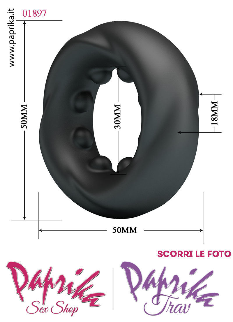 Anello Fallico Elasticizzato Punte Interne Ritardante Mantenimento Erezione Silicone