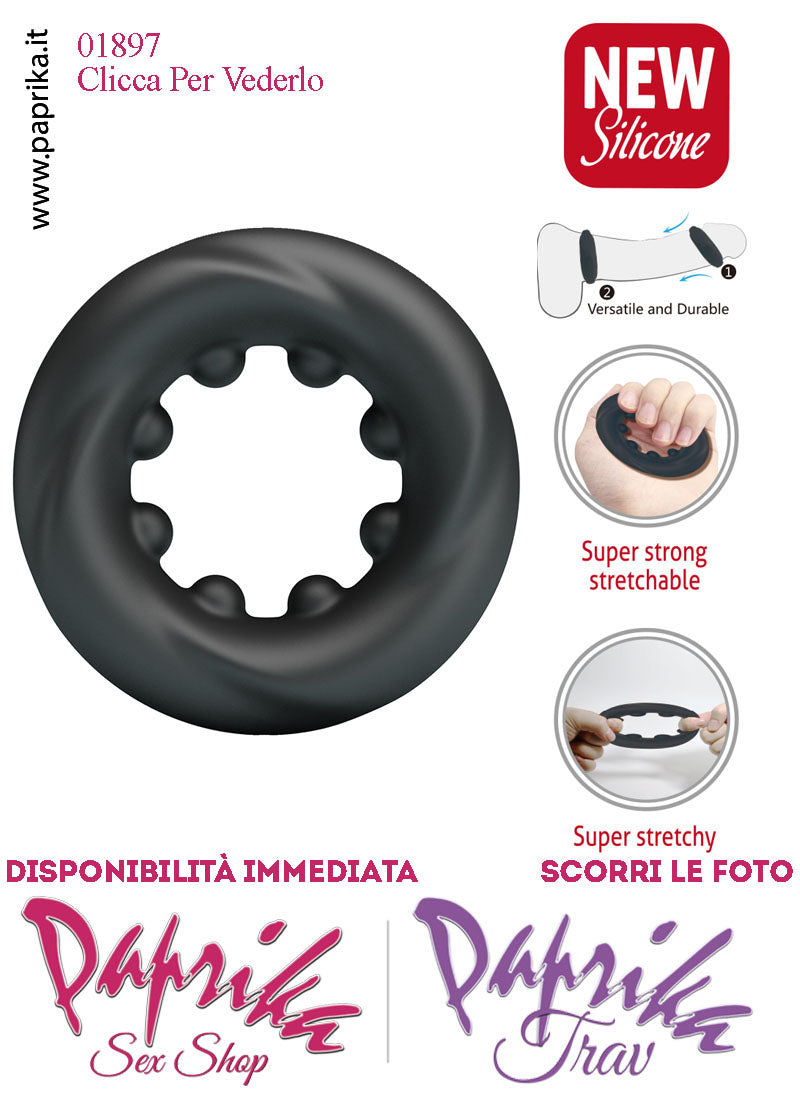 Anello Fallico Elasticizzato Punte Interne Ritardante Mantenimento Erezione Silicone