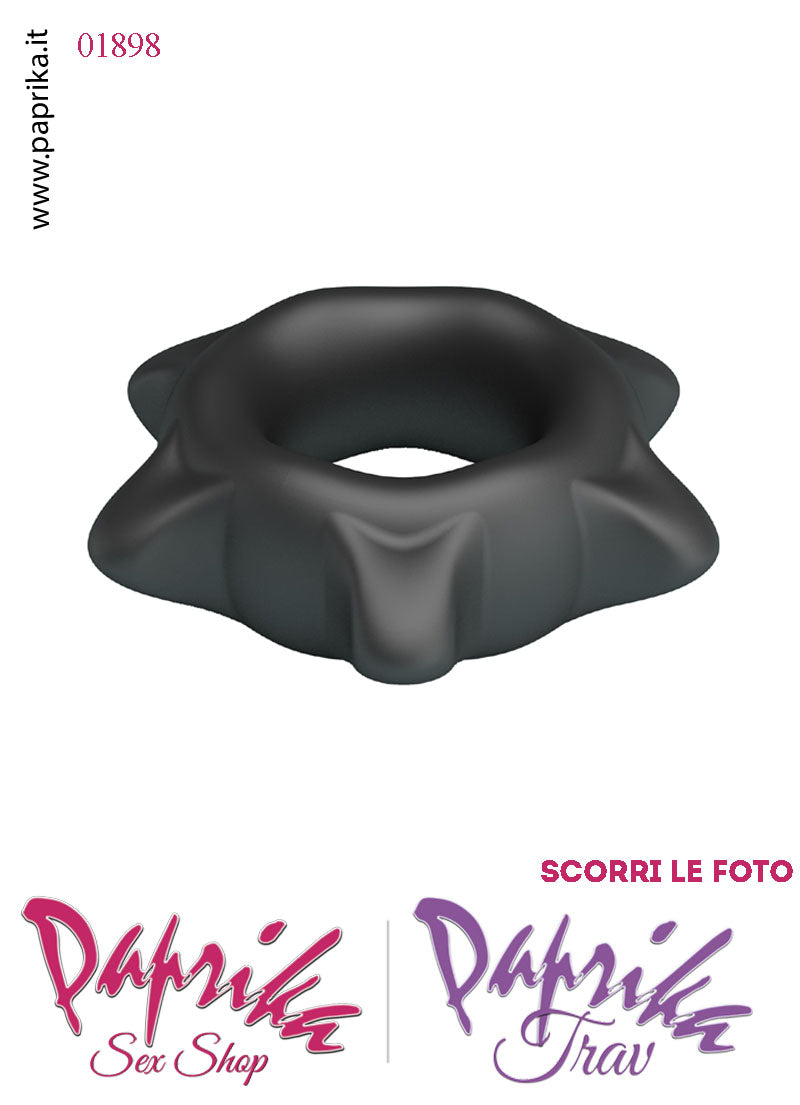 Anello Fallico Elasticizzato 6 Punte Ritardante e Mantenimento Erezione Silicone