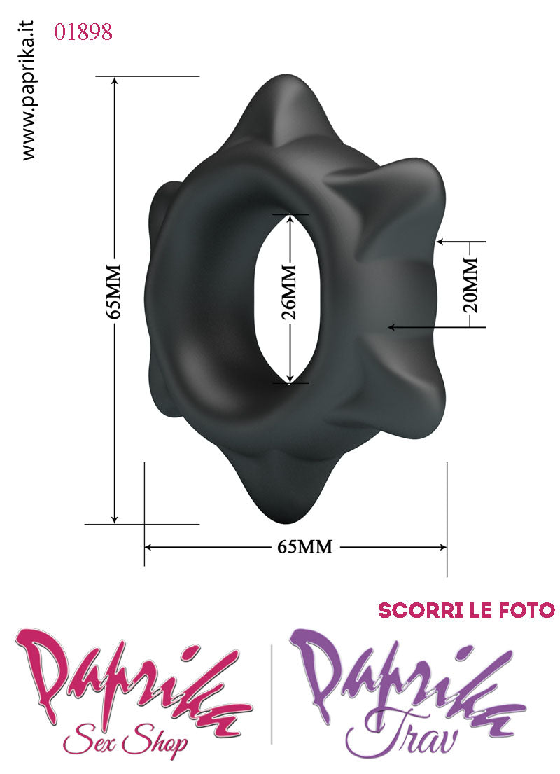 Anello Fallico Elasticizzato 6 Punte Ritardante e Mantenimento Erezione Silicone