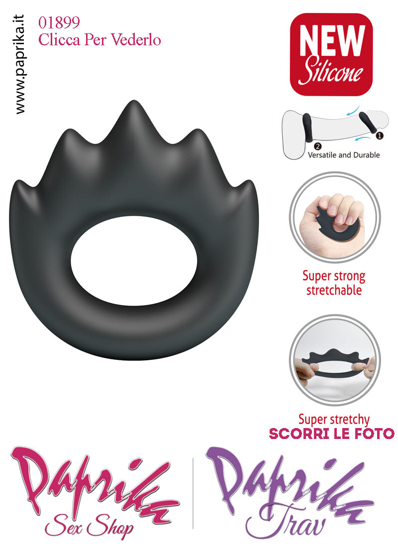 Anello Fallico Elasticizzato Punte Superiori Ritardante Mantenimento Erezione Silicone