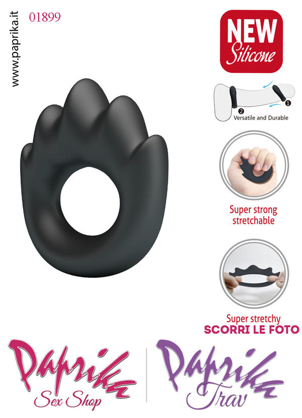 Anello Fallico Elasticizzato Punte Superiori Ritardante Mantenimento Erezione Silicone