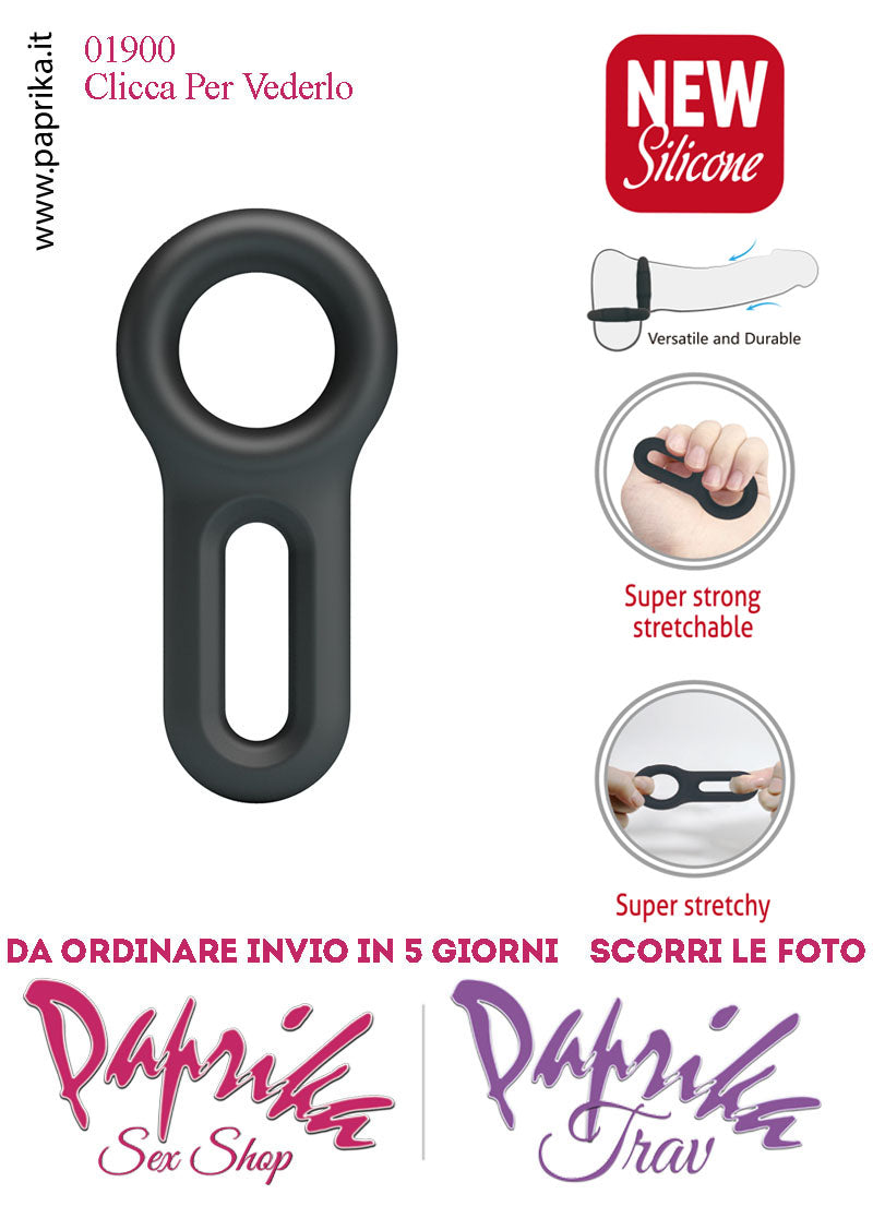 Anello Fallico Elasticizzato Doppio Ritardante e Mantenimento Erezione Silicone