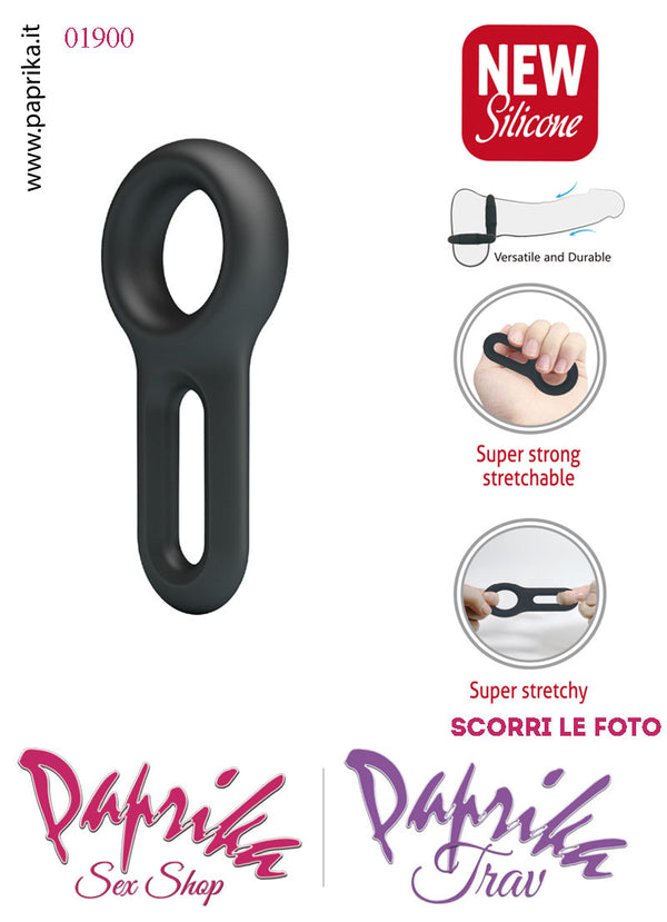 Anello Fallico Elasticizzato Doppio Ritardante e Mantenimento Erezione Silicone