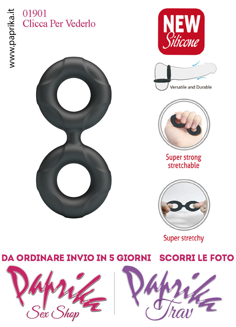 Anello Fallico Doppio Elasticizzato Ritardante e Mantenimento Erezione Silicone
