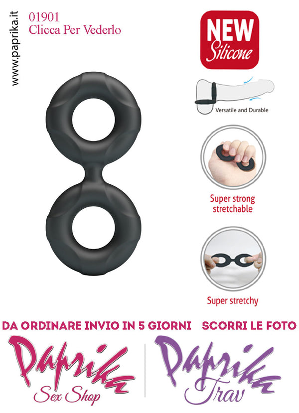 Anello Fallico Doppio Elasticizzato Ritardante e Mantenimento Erezione Silicone
