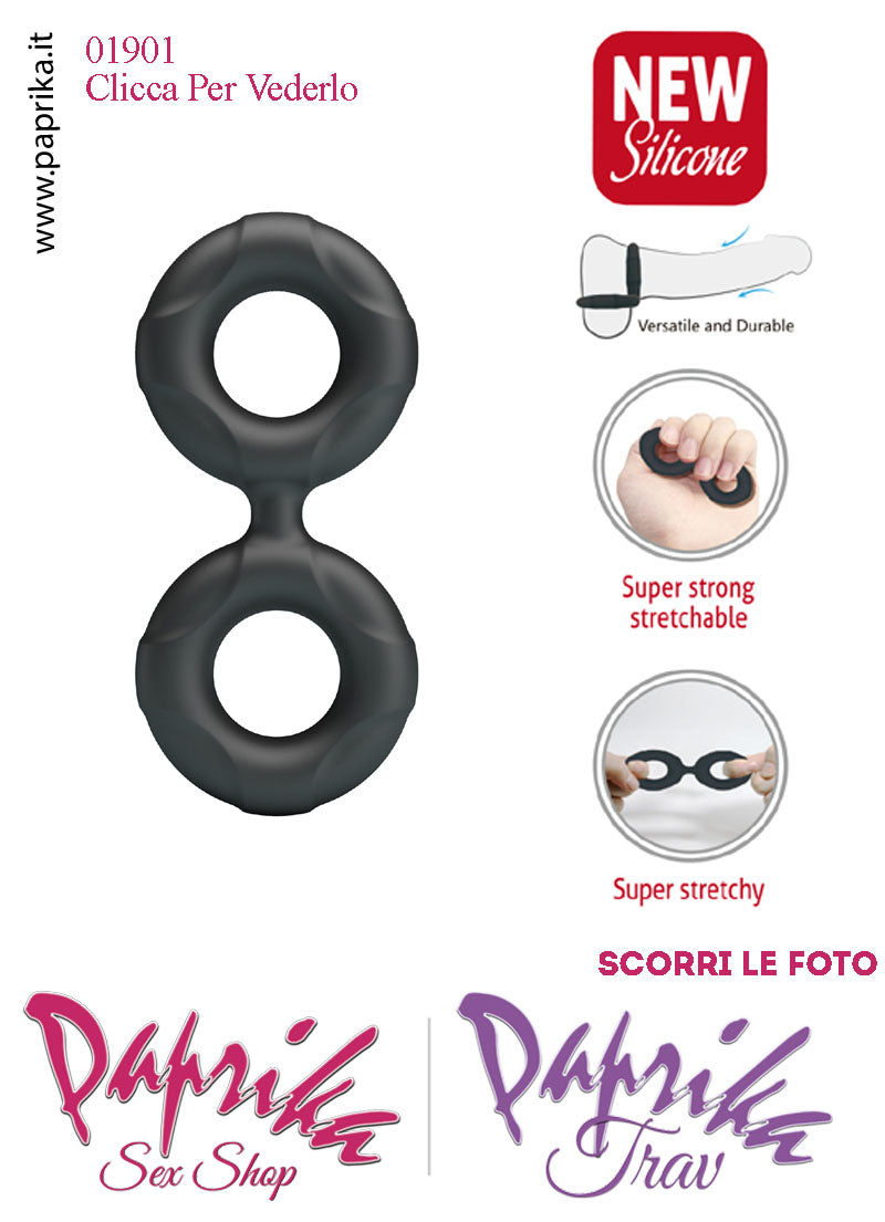 Anello Fallico Doppio Elasticizzato Ritardante e Mantenimento Erezione Silicone