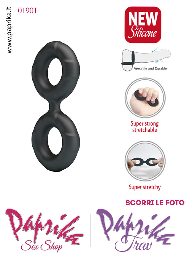 Anello Fallico Doppio Elasticizzato Ritardante e Mantenimento Erezione Silicone