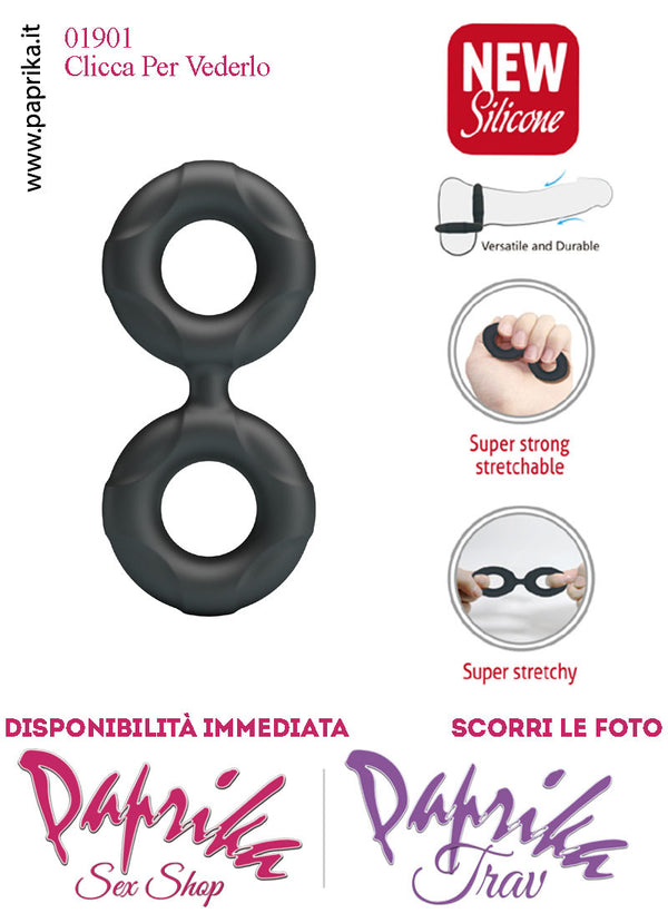 Anello Fallico Doppio Elasticizzato Ritardante e Mantenimento Erezione Silicone