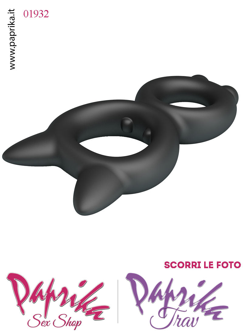 Anello Fallico Elasticizzato Punte Doppio Ritardante e Mantenimento Erezione Silicone