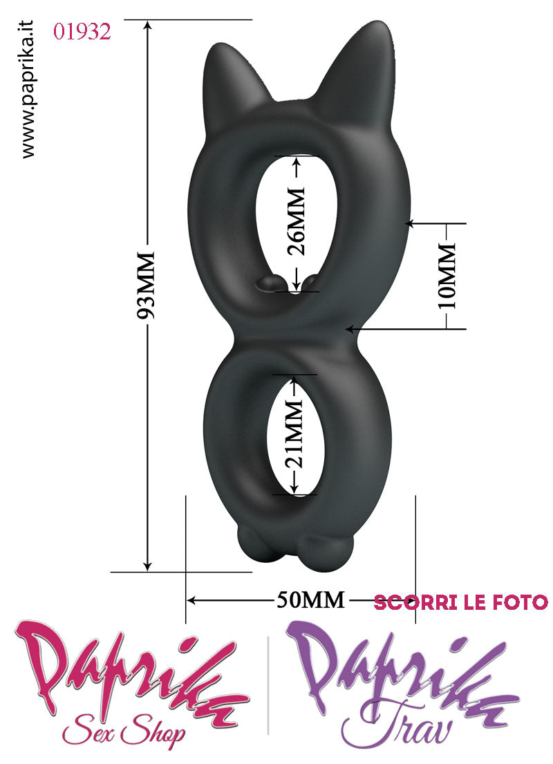 Anello Fallico Elasticizzato Punte Doppio Ritardante e Mantenimento Erezione Silicone