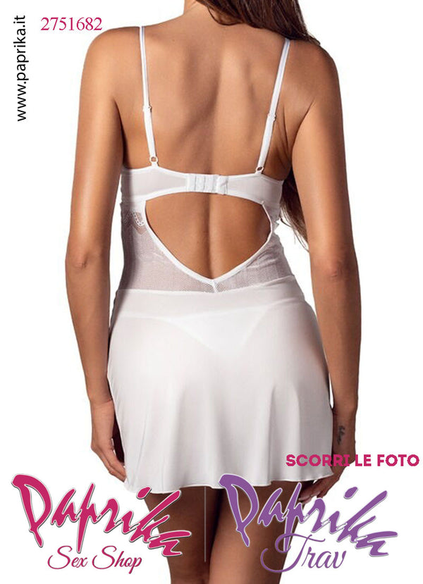 Baby Doll Chemise Sexy Aderente Ferretto Tulle Raso Perizoma