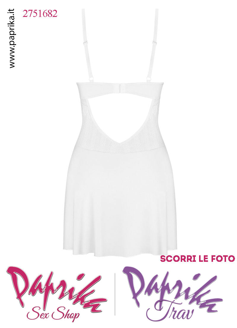 Baby Doll Chemise Sexy Aderente Ferretto Tulle Raso Perizoma
