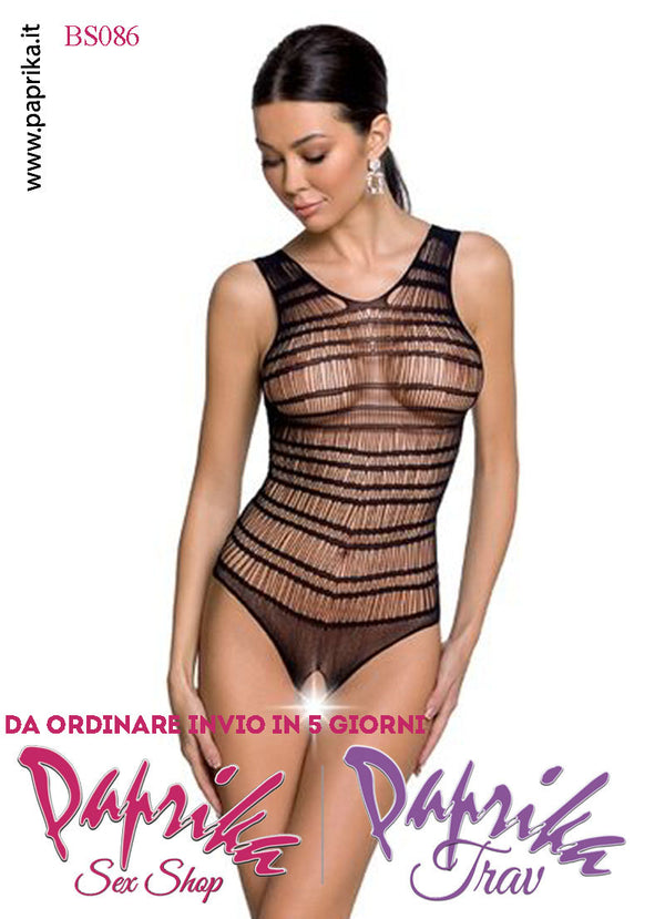 Body Sexy Rete Lavorata Apertura Cavallo Spalline Larghe