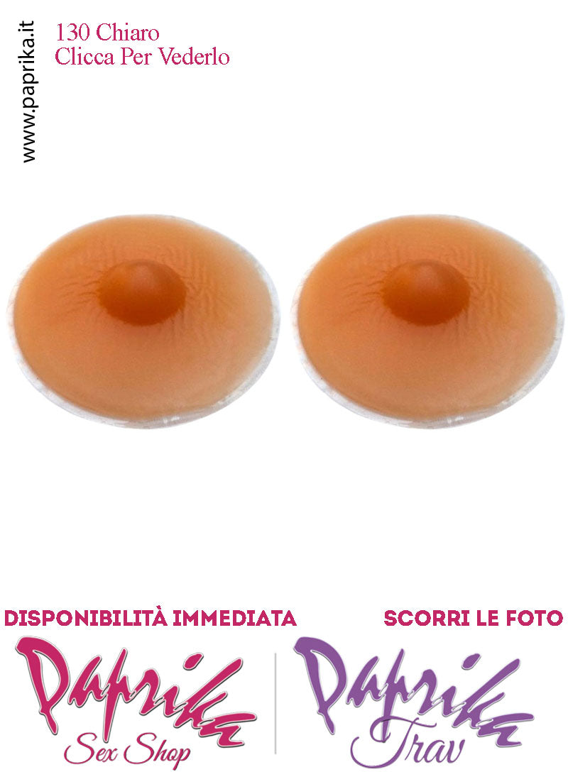 Coppia Capezzoli Chiari Adesivi Ricambio Per Seni Silicone