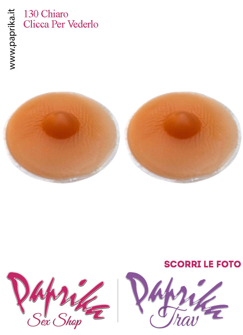 Coppia Capezzoli Chiari Adesivi Ricambio Per Seni Silicone