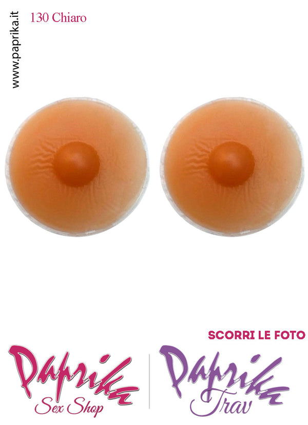 Coppia Capezzoli Chiari Adesivi Ricambio Per Seni Silicone
