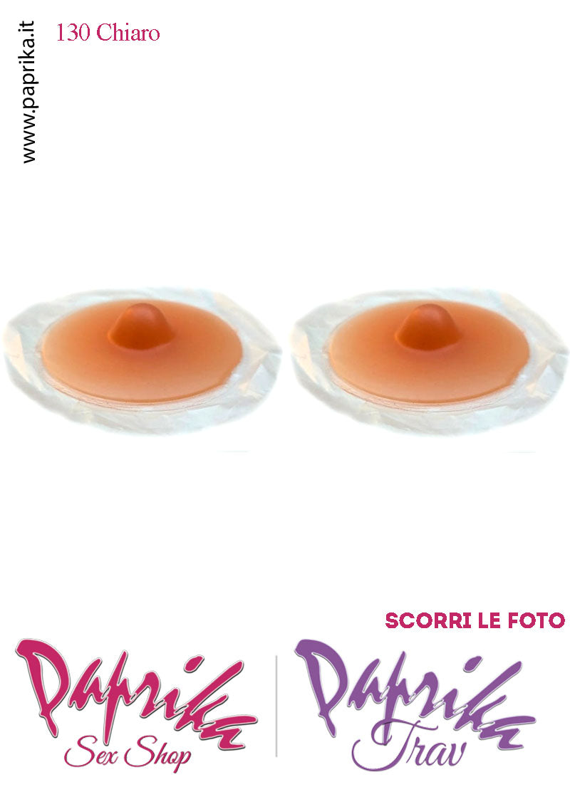Coppia Capezzoli Chiari Adesivi Ricambio Per Seni Silicone