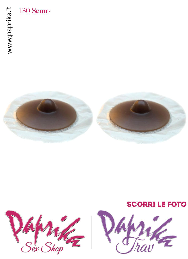 Coppia Capezzoli Scuri Adesivi Ricambio Per Seni Silicone