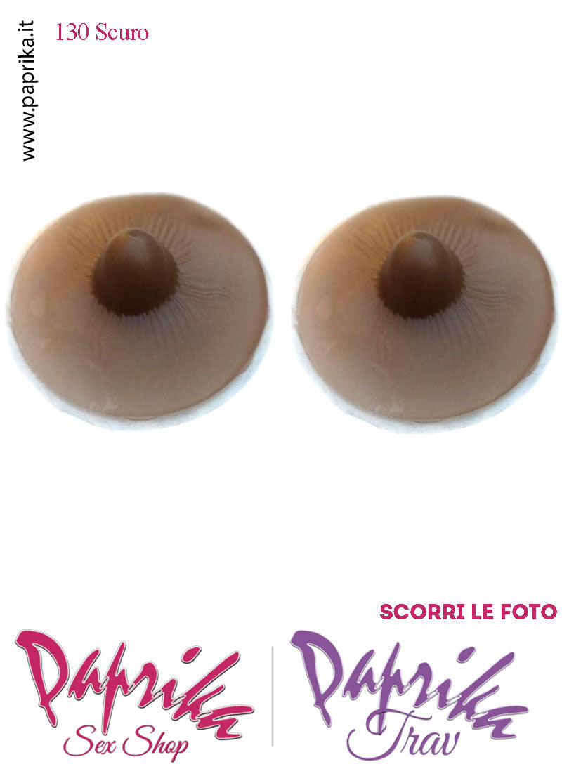 Coppia Capezzoli Scuri Adesivi Ricambio Per Seni Silicone