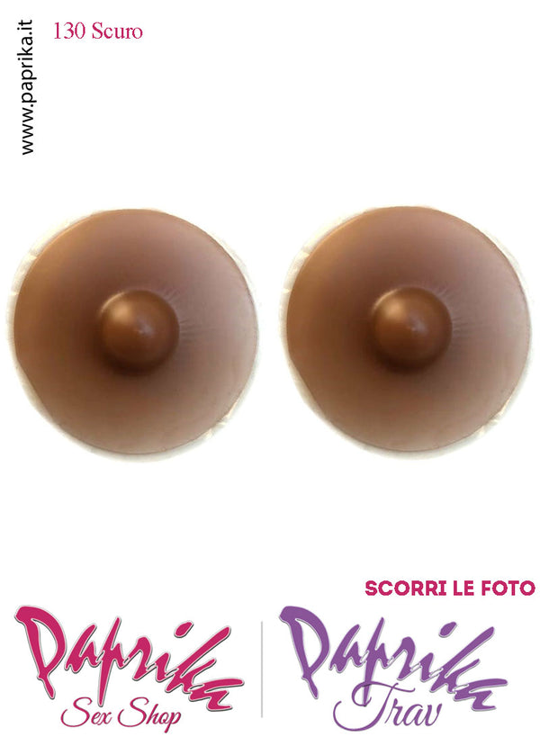 Coppia Capezzoli Scuri Adesivi Ricambio Per Seni Silicone