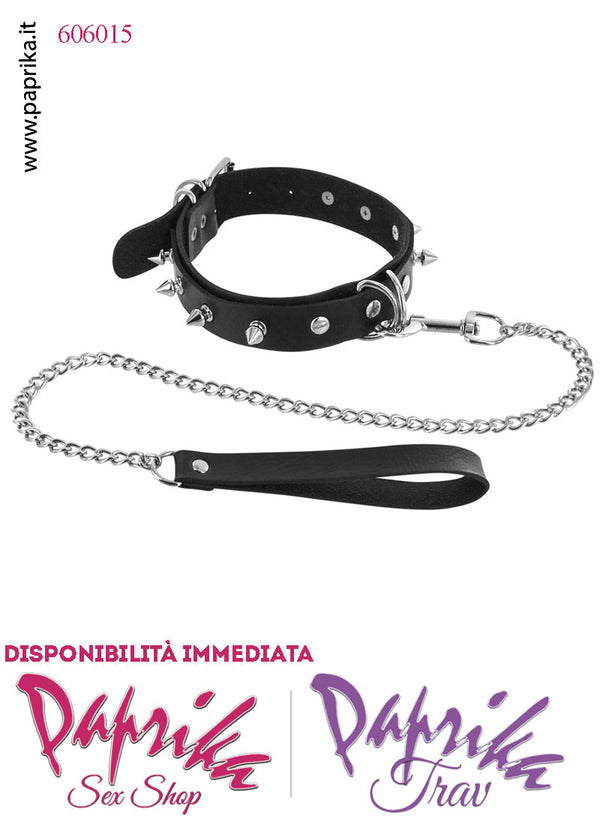 Collare EcoPelle Basso Anelli Centrali Guinzaglio Catena Moschettone