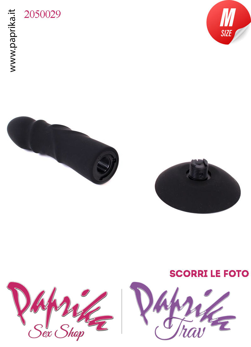 Fallo Dildo Unisex Medium Silicone Nero Venature Non Vibrante 14 cm Ø 35 Ventosa