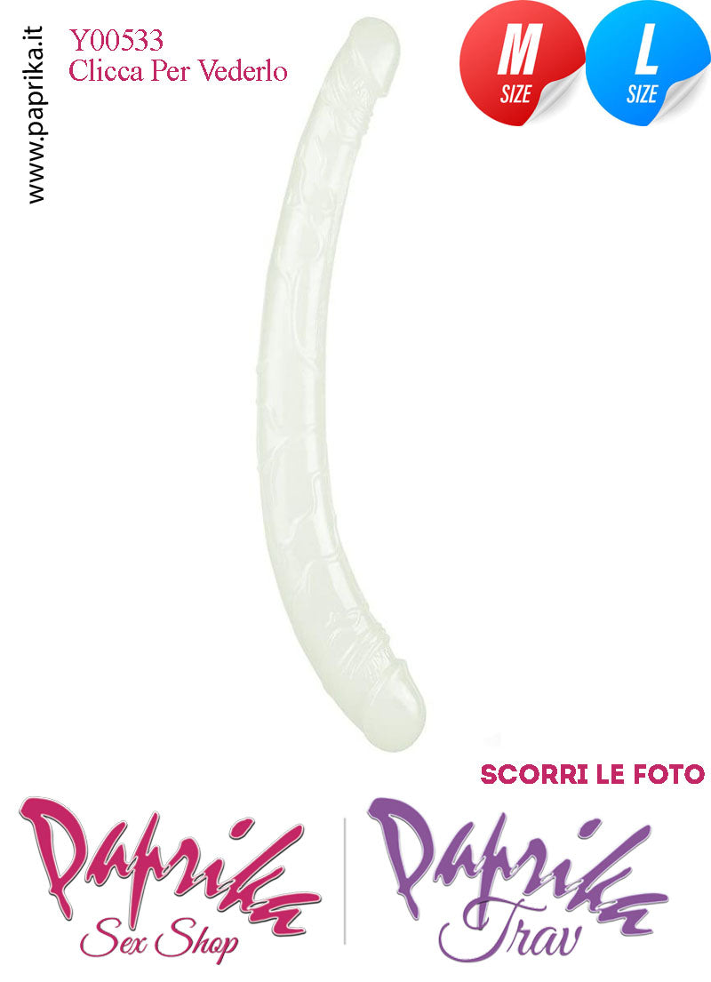Fallo Doppio 2 Estremità 2 Partner Non Vibrante 35 cm Ø 30/38 Tpe Fosforescente