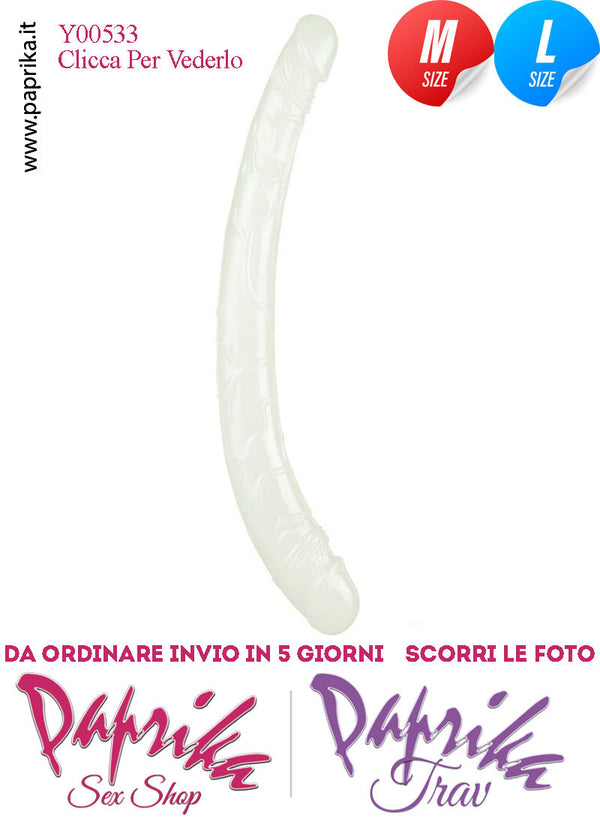 Fallo Doppio 2 Estremità 2 Partner Non Vibrante 35 cm Ø 30/38 Tpe Fosforescente