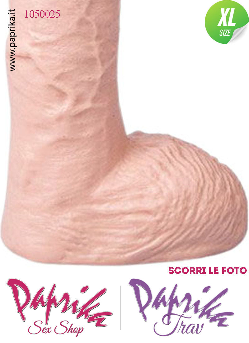 Fallo Dildo Unisex XL Pvc Venature Non Vibrante 16/19 cm Ø 48 Foro Posteriore