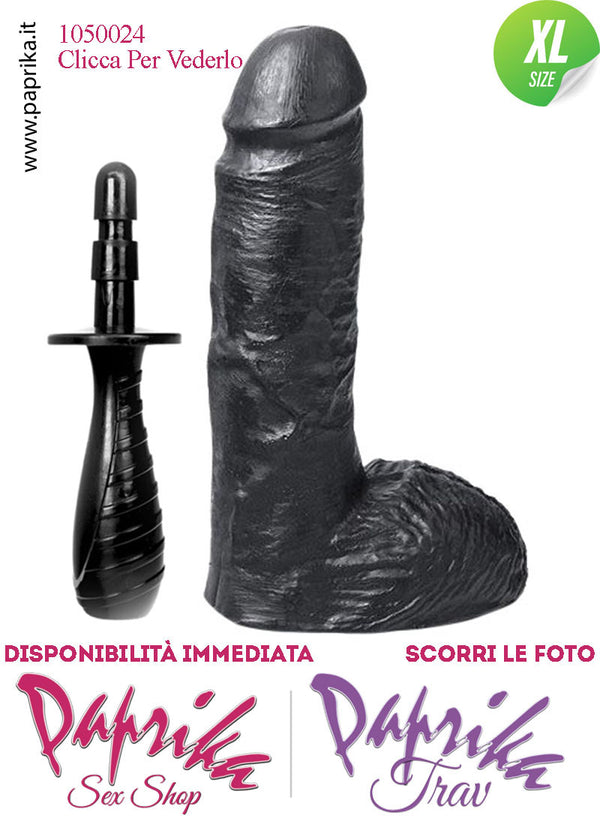 Fallo Dildo Unisex XL Pvc Nero Venature Non Vibrante 16/19 cm Ø 48 Manico