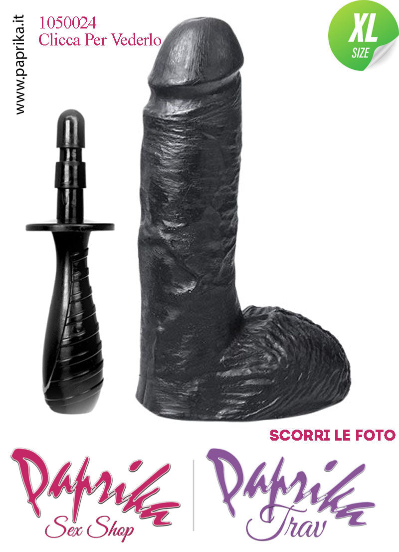 Fallo Dildo Unisex XL Pvc Nero Venature Non Vibrante 16/19 cm Ø 48 Manico