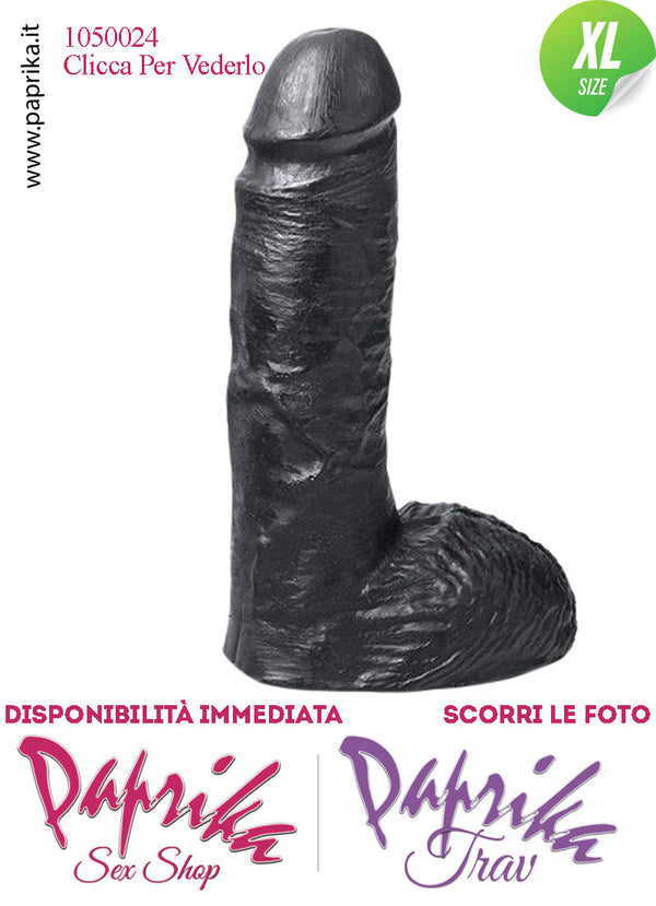 Fallo Dildo Unisex XL Pvc Nero Venature Non Vibrante 16/19 cm Ø 48 Foro Posteriore