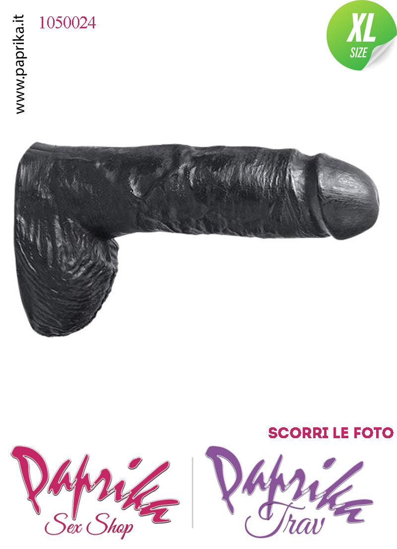 Fallo Dildo Unisex XL Pvc Nero Venature Non Vibrante 16/19 cm Ø 48 Foro Posteriore