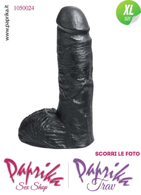 Fallo Dildo Unisex XL Pvc Nero Venature Non Vibrante 16/19 cm Ø 48 Foro Posteriore