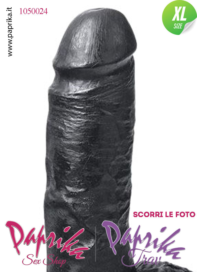 Fallo Dildo Unisex XL Pvc Nero Venature Non Vibrante 16/19 cm Ø 48 Foro Posteriore