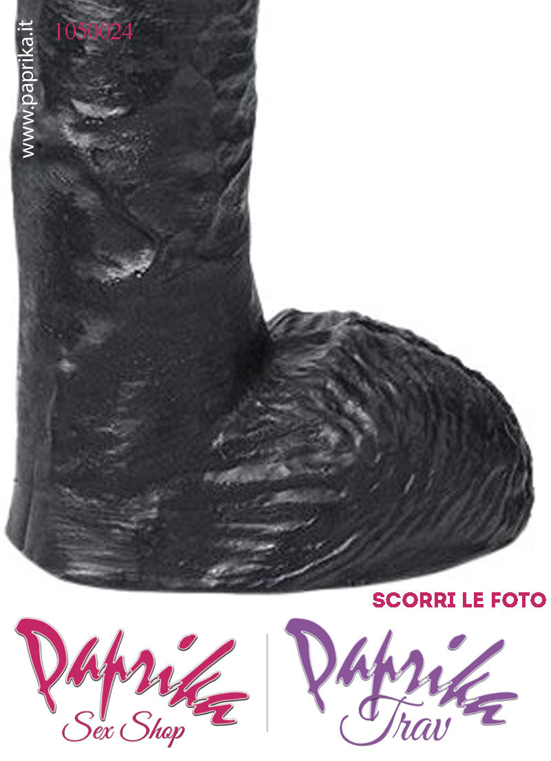Fallo Dildo Unisex XL Pvc Nero Venature Non Vibrante 16/19 cm Ø 48 Foro Posteriore