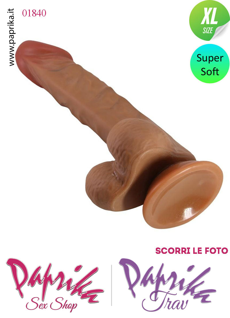 Fallo Testicoli Mulatto Venature XL Unisex TPR 22 cm Ø 46 Ventosa Non Vibrante