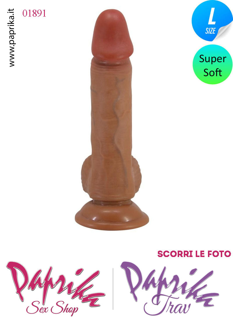Fallo Testicoli Mulatto Large Unisex TPR 18 cm Ø 39 Ventosa Non Vibrante