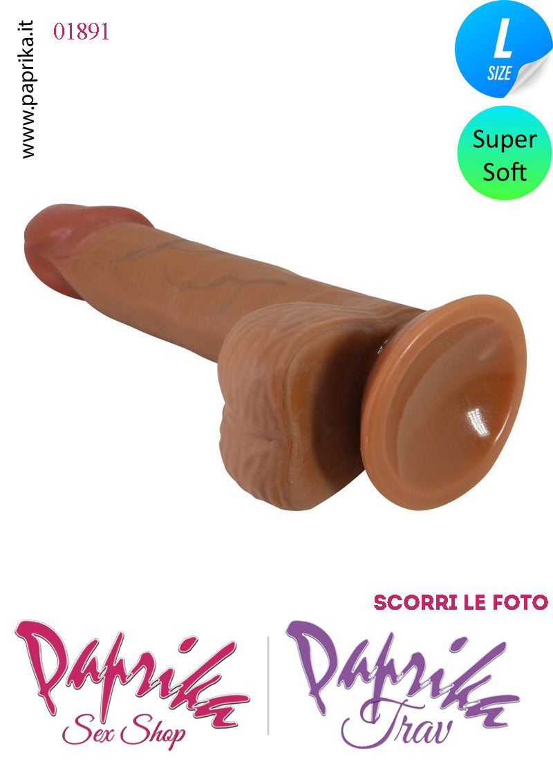 Fallo Testicoli Mulatto Large Unisex TPR 18 cm Ø 39 Ventosa Non Vibrante