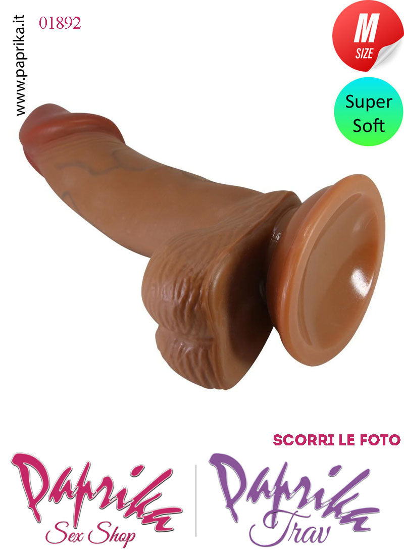 Fallo Testicoli Mulatto Medium Unisex TPR 16 cm Ø 35 Ventosa Non Vibrante