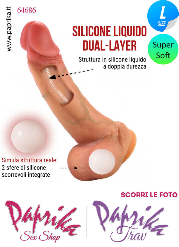 Fallo Testicoli Mobili Silicone Super Soft Large 10/13 cm Ø 36 Non Vibrante Ventosa