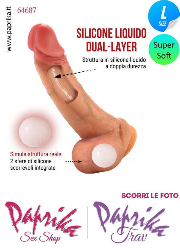 Fallo Testicoli Mobili Silicone Super Soft Large 13/15 cm Ø 36 Non Vibrante Ventosa